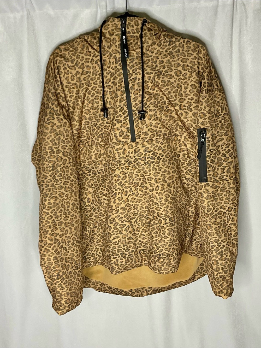 Puffit STM-TEX Waterproof Oversized Half Zip Rain Jacket Fleece Lined Cheetah XL